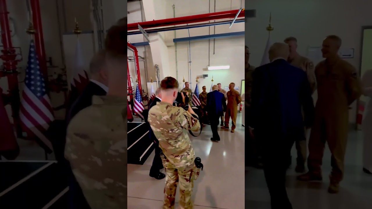President Trump arrives at Al Udeid Air Base in Qatar
