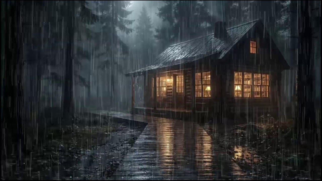 Rainy Forest Cabin at Night 🌧 | Soft Rain Ambience to Ease Insomnia and Drift Into Deep Rain Sleep