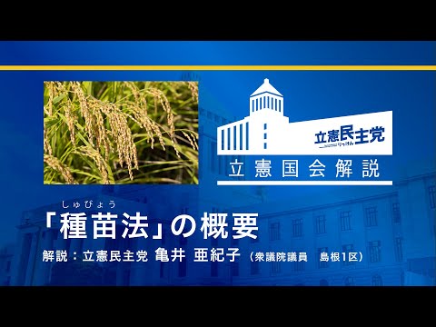 2020年5月23日 【立憲国会解説】「種苗法の概要」 アーカイブ  亀井亜紀子議員