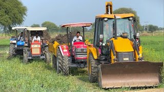 JCB 3dx Eco Xpert Loading Mud in Trolly | Swaraj 855 Fe Stuck | Mahindra NOVO 605 |New Holland 3630
