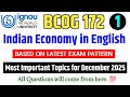 BCOG 172 | Indian Economy | BCOG 172 Important Questions December 2025 Exam | BCOG 172 Paper 2025