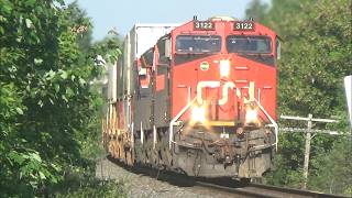 Fast Stack Train CN 120 w/DPU passing Painsec Junction West at Track Speed