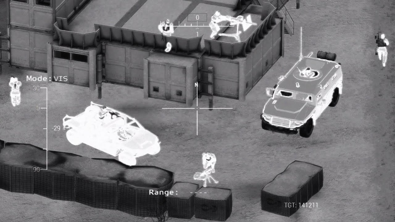 ArmA 3 AC130 Gunship Rebel Outpost Raid Combat Footage Thermal