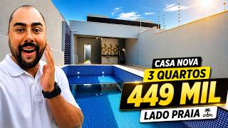 CASA NOVA 3 QUARTOS 449 MIL LADO PRAIA ITANHAÉM LITORAL SUL SP