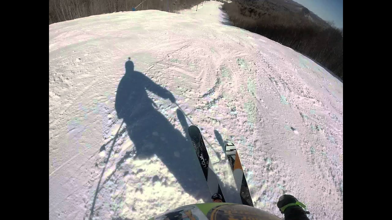 Rock hard EXPO on fat full rocker skis. Oops