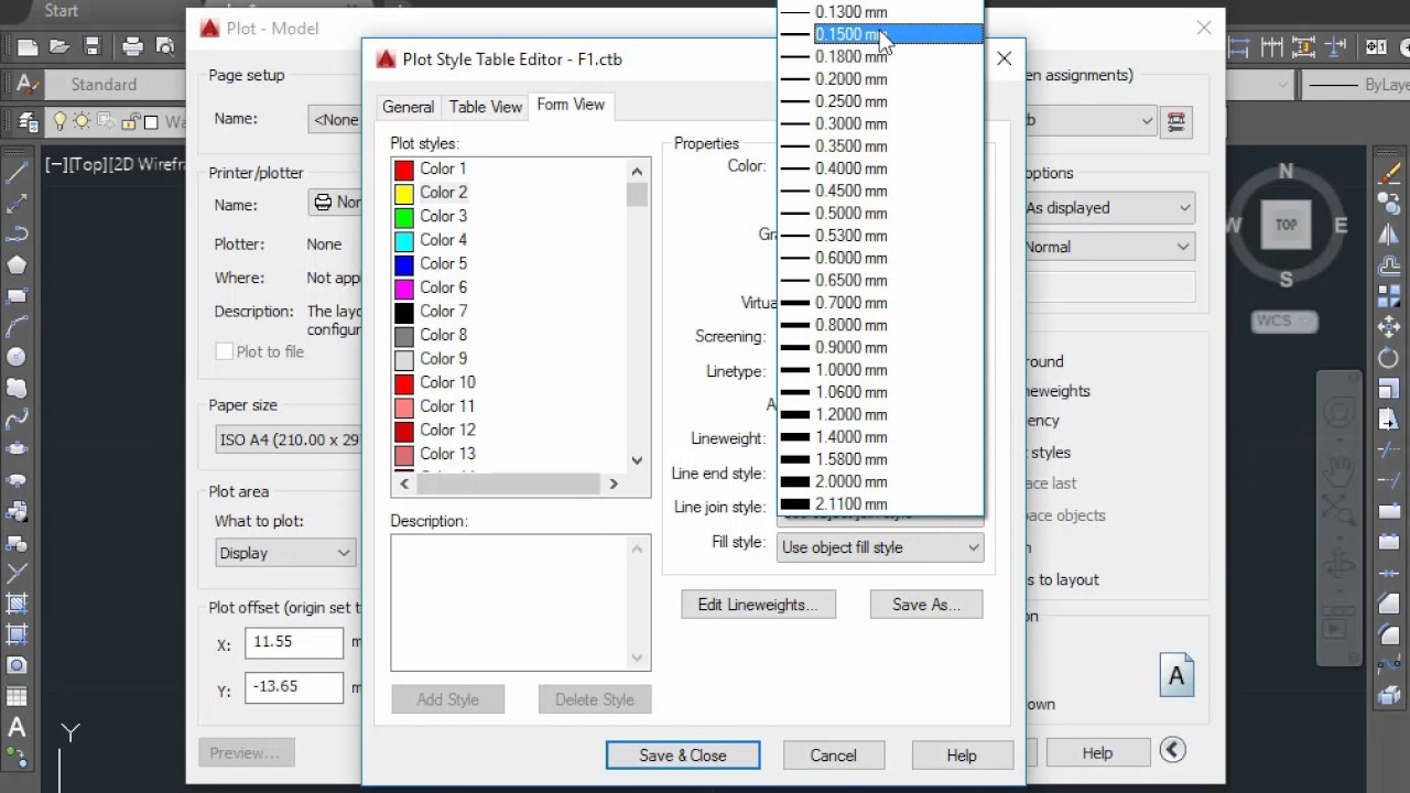 how to print autocad plot style table view