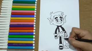 تعليم الرسم | رسم بيست بوى بطل كرتون ابطال التايتنز كرتون نتورك | Teen titans Go