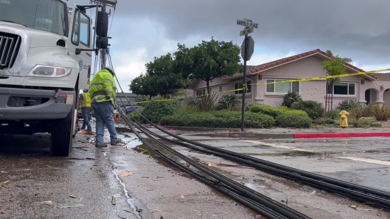 Storm aftermath on The Pike in Arroyo Grande leaves hundreds without power