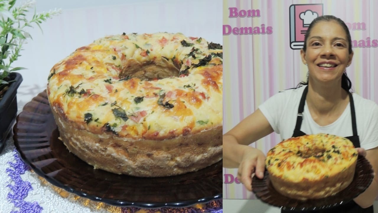 Bolo salgado super fácil, macio e delicioso
