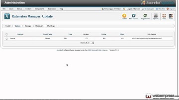 Ayuda Joomla 1.7 - Gestor de Extensiones - Actualizar