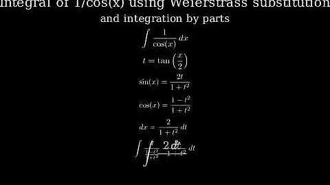 (Method 2) Integral of 1/cos(x) (Weierstrass substitution + by parts)