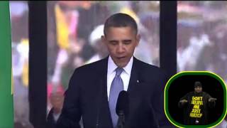 President Obama's speech with the Fake Sign Language Interpreter at the Mandela Ceremony
