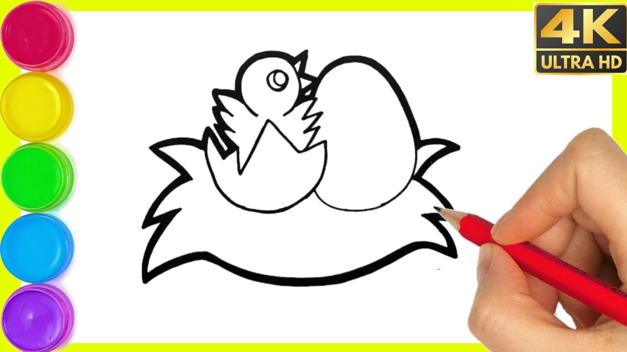 How to draw broke egg 🥚 with chick 🐥 drawing step by step || Broken ...