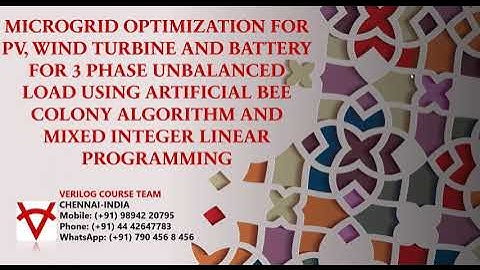MICROGRID OPTIMIZATION FOR PV,WIND TURBINE AND BATTERY FOR  3 PHASE UNBALANCED LOAD USING ABC & MILP