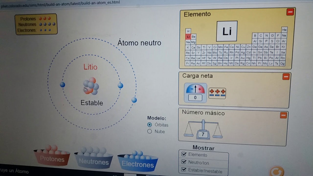 CONSTRUCCIÓN DE UN ÁTOMO SIMULADOR PHET - YouTube
