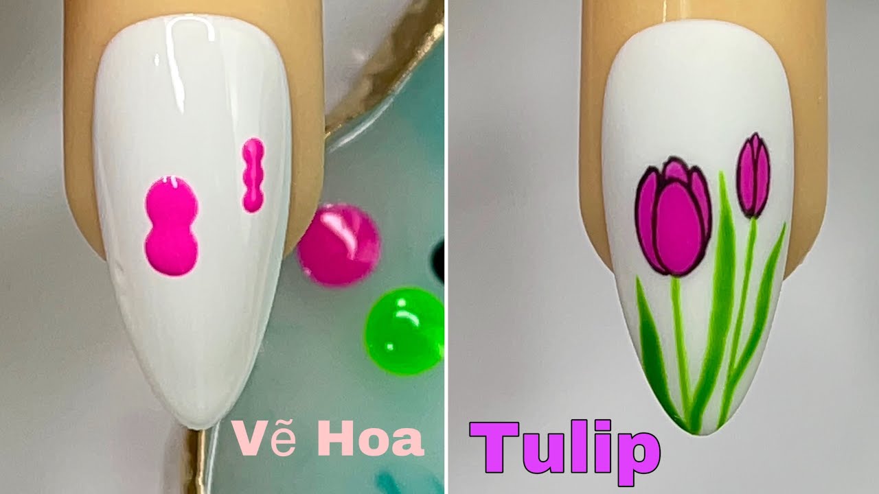 Just Beautiful. Tulip Nails With Pearl and Ball Charms . Luxury Hand  Painted Press on Nails. Jelly Peach Nails and Marble Art . - Etsy
