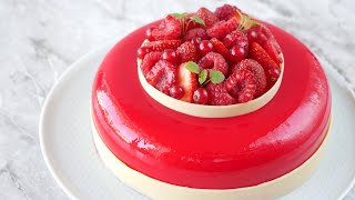 ENTREMETS Fruits Rouges Yaourt - Glaçage Miroir Rouge