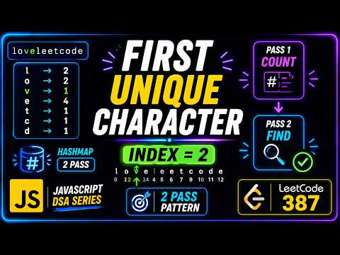 First Unique Character in a String | LeetCode 387 | JavaScript