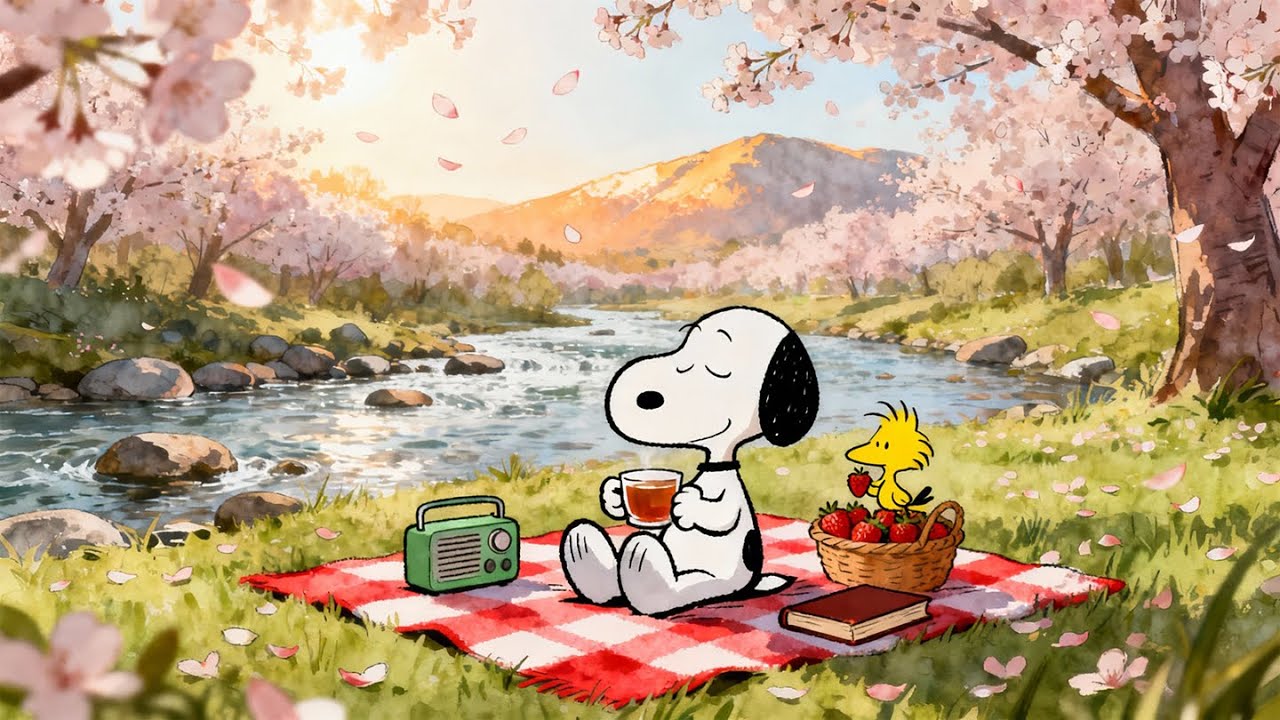 Snoopy’s Spring Picnic Coffee 🌸 Cozy Lofi Beats for Study & Relax ☕ Lofi Beats for Calm Study Time