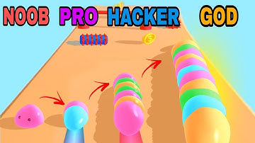NOOB VS PRO VS HACKER VS GOD in Jelly Run 3D:Crazy Blob Race