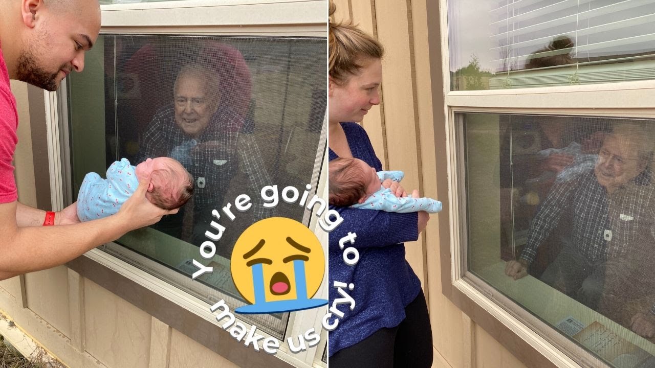 Man Meets Great Grandchild For First Time Through Glass During Self-Isolation