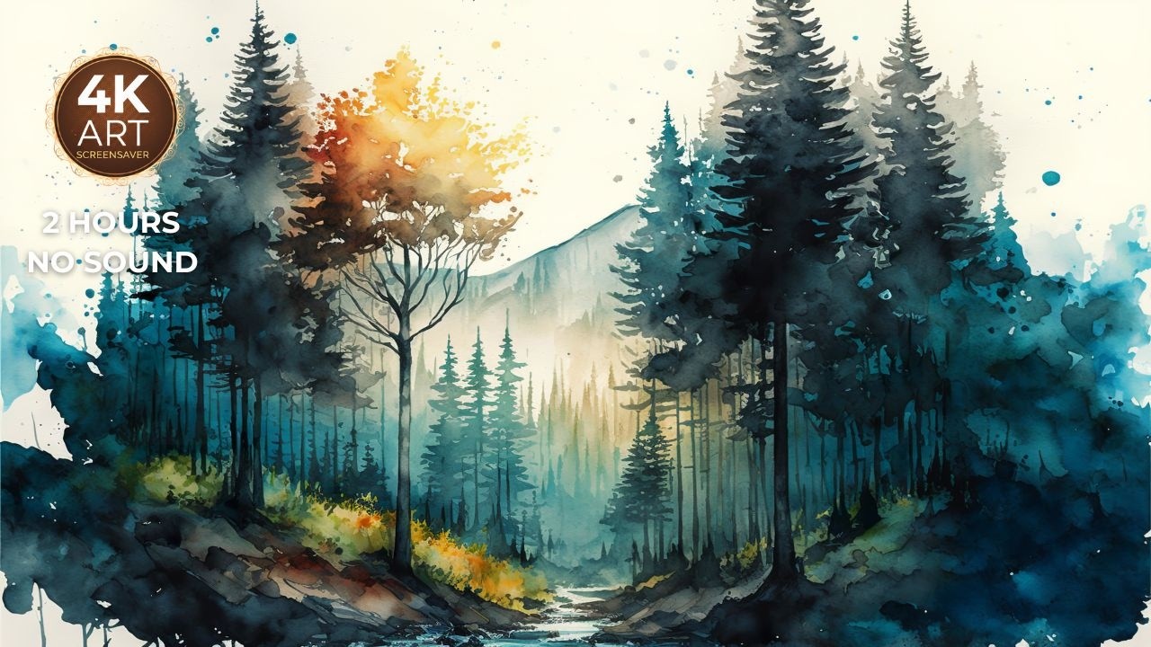 Watercolor Forest I 2 Hours Screensaver