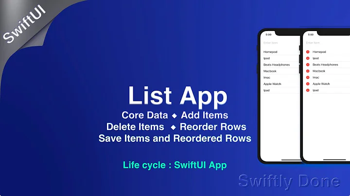 Xcode SwiftUI : List App with Core Data; add and delete items; reorder/move rows