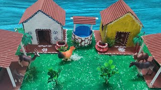 How to make farm animals shelter model | Domestic animals school project #schoolproject #diy