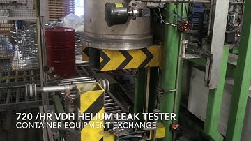Helium tester for leak testing of steel drums