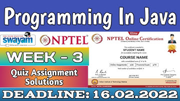 NPTEL PROGRAMMING IN JAVA WEEK 3 ASSIGNMENT ANSWERS | 2022