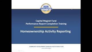 CMF AMIS Compliance Demo: Homeownership Project Reporting