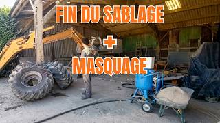 Je termine le sablage de ma pelleteuse de 18 tonnes (j'explose une vitre) + préparation peinture