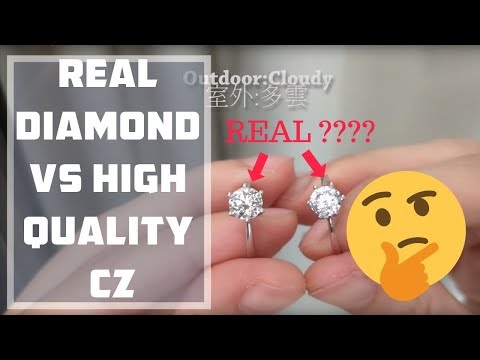 Real Diamond vs High quality CZ Cubic Zirconia (fake diamond) indoor and outdoor 2019