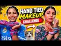Hand Tie Makeup Challenge 😱 Full Makeup Without Using Hands! #viral #challenge #relatable #funny