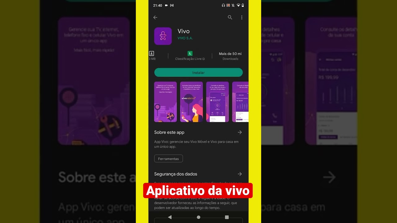 Aplicativo da vivo no celular