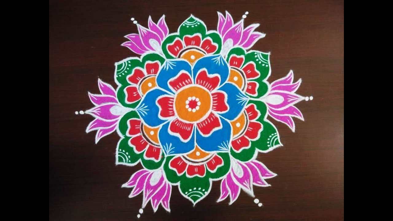 Sankranthi Muggulu With Colors * Sankranthi Diwali Rangoli Designs ...