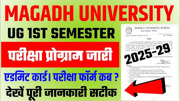 Magadh University UG 1st semester Exam Programme 2025 | Magadh University UG 1st semester exam Date