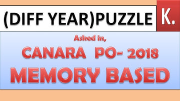 MEMORY BASED PUZZLE ASKED IN CANARA BANK PO  || DIFF YEAR || SBI CLERK 2018