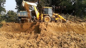 JCB Backhoe Machine Cutting Soil and Loading in Dump Truck - Jcb Video