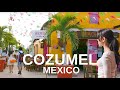 [4K] COZUMEL MEXICO CHRISTMAS WALK - Beach Bars, Town, Cruise Ships