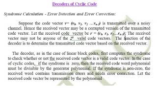 5CS3-01, L28, Decoder Designing of Cyclic Code(U4) by Sneh Rachna