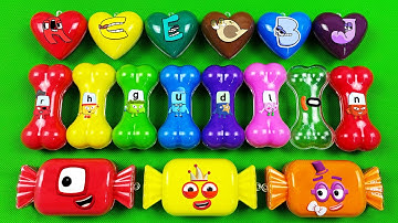 Looking Numberblocks, Alphablocks, Alphabet Lore with Bone, Candy…Slime Mix Coloring! ASMR