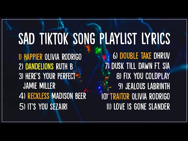 Sad Songs Tiktok (Lyrics)| Happier, Dandelions, Here's Your Perfect, Reckless, It's You, Double Take class=