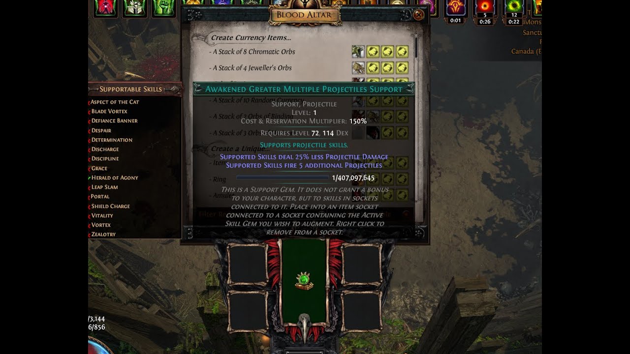 [PoE Sanctum] 150 Awakened Gem Reroll "Gamble" Using Beastiary. Process