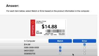 Sam's Club Online Assessment Test | Q8: For each item below, select Match or Error based on the prod