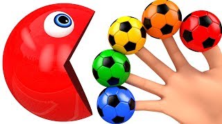Learn Colors Baby Monkey and PACMAN Soccer Ball hand Finger Family Song for Kid Children