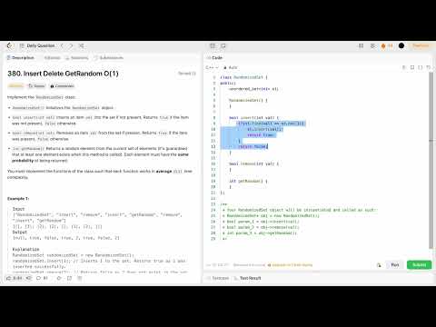 LeetCode 380:  Insert Delete GetRandom O1 (Easy)