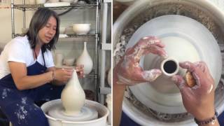 Shaping a Bottle on the Potters Wheel