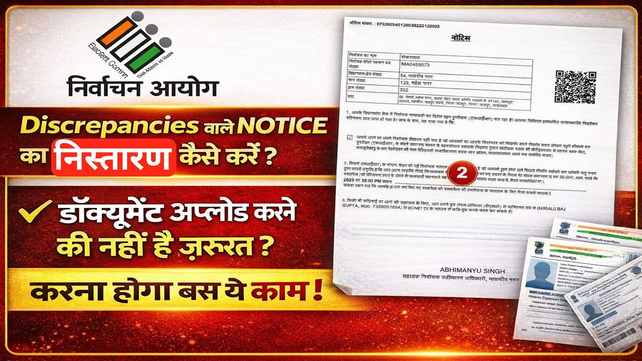 Discrepancies Notice का निस्तारण कैसे करें?डॉक्यूमेंट अपलोड की ज़रूरत नहीं |ECI Notice Solution 2025