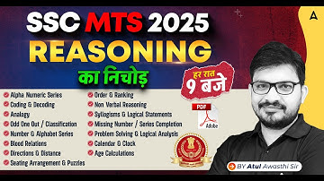 SSC MTS Reasoning Classes 2025 | SSC MTS Reasoning Most Important Questions | Reasoning By Atul Sir